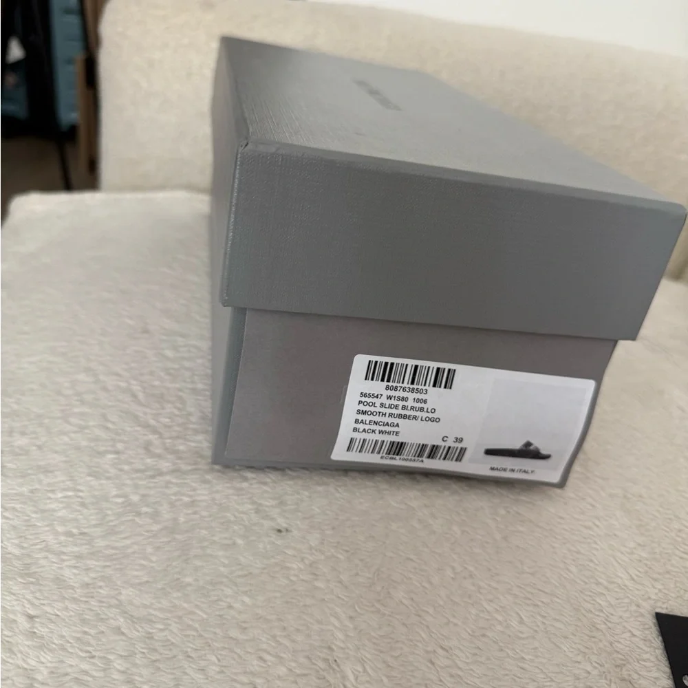 Balenciaga Black Slides with White Logo - Picture 3 of 3